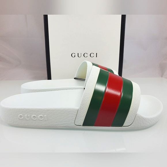 NWT$400 GUCCI Signature Pursuit 72 Stripe Slip-on Slide Sandals 6G (US 6.5-7) - Picture 12 of 16